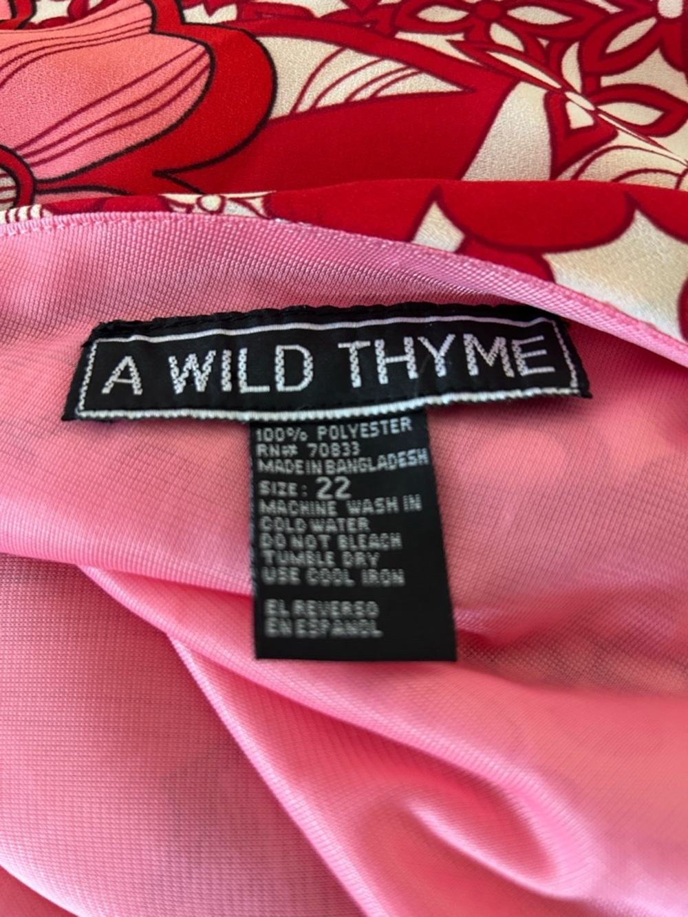 A Wild Thyme Pink & Red Floral Asymmetrical Maxi Dress Size 22 - Picture 7 of 8